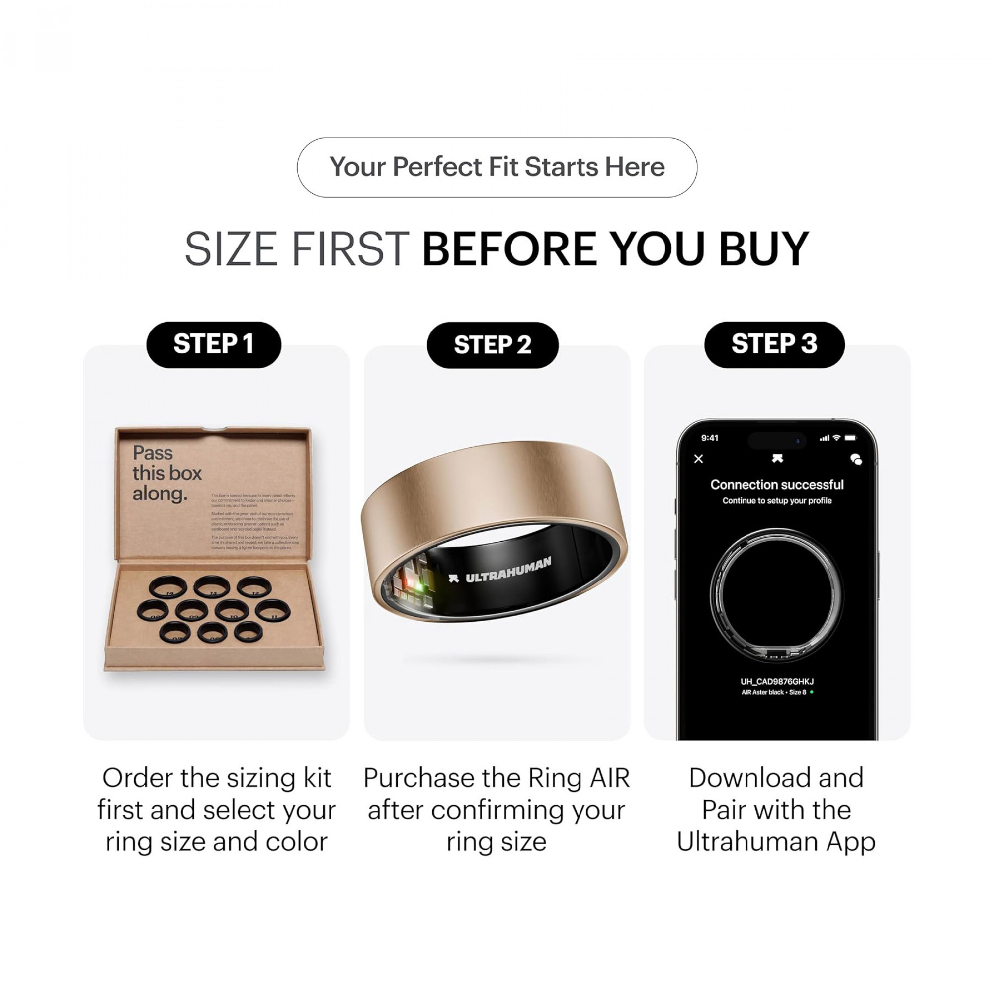 Умное кольцо ULTRAHUMAN Ring AIR (Brushed Rose Gold)